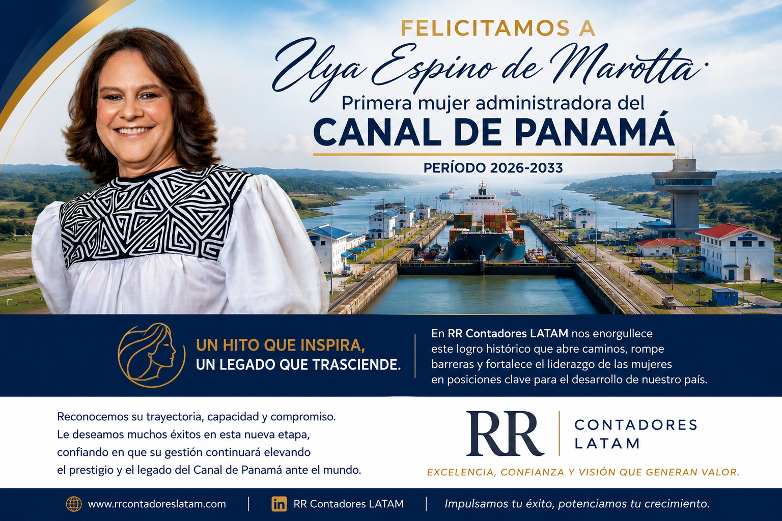 Ilya Espino de Marotta — primera administradora del Canal de Panamá 2026-2033